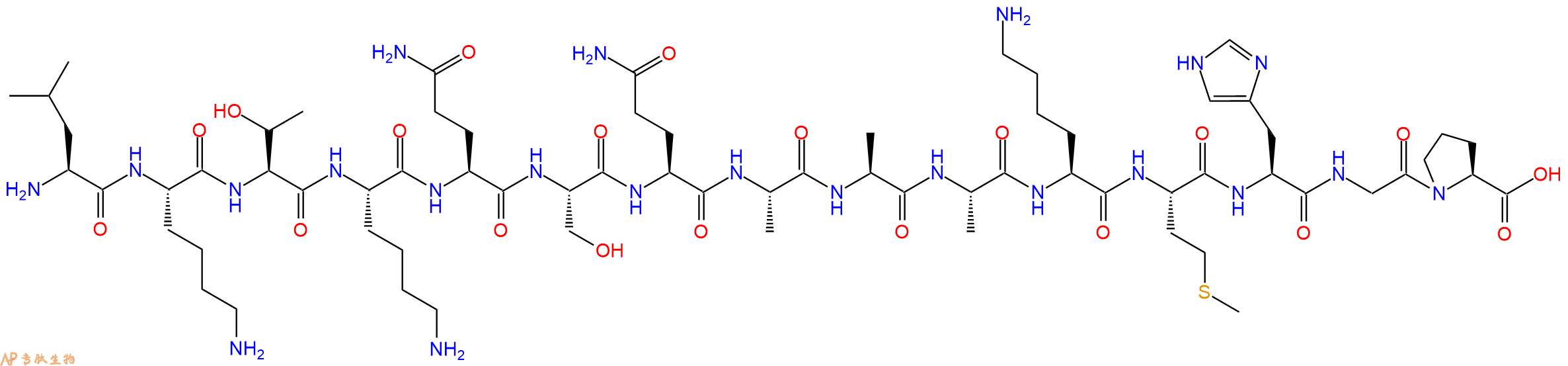 多肽LKTKQSQAAAKMHGP的参数和合成路线|三字母为Leu-Lys-Thr-Lys-Gln-