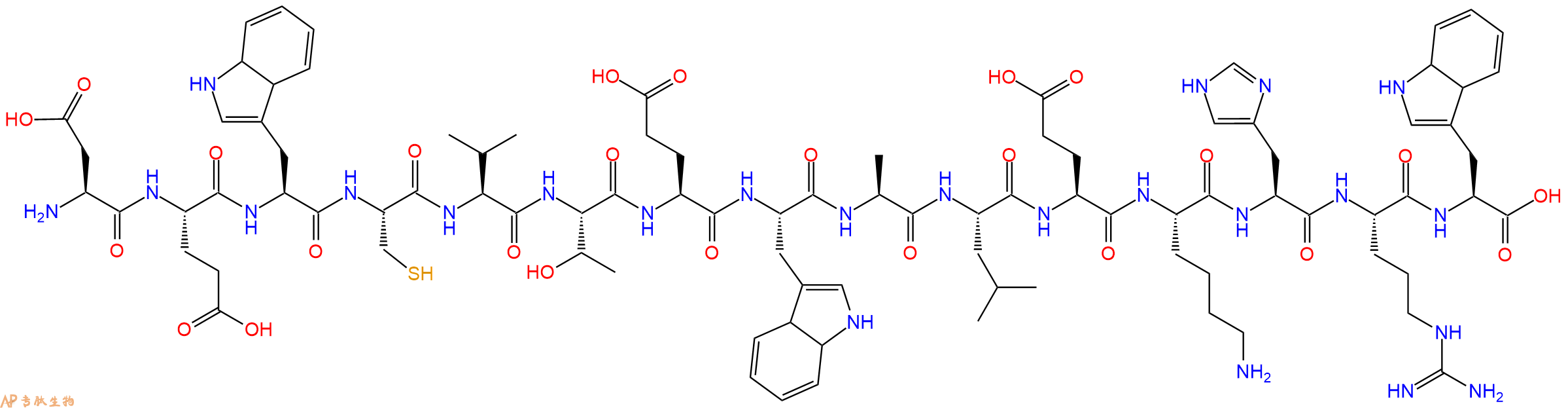 多肽DEWCVTEWALEKHRW的参数和合成路线|三字母为Asp-Glu-Trp-Cys-Val-