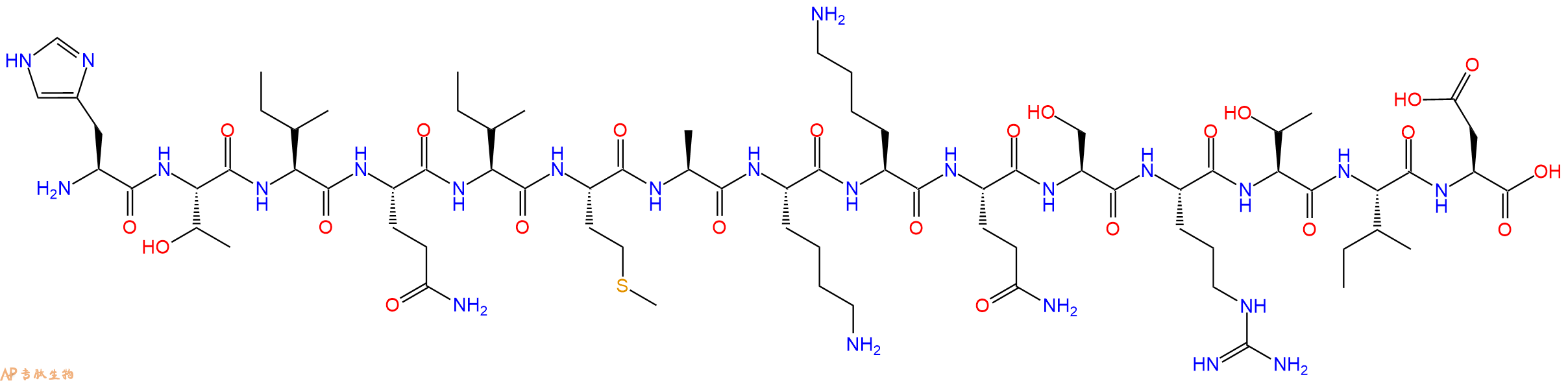 多肽HTIQIMAKKQSRTID的参数和合成路线|三字母为His-Thr-Ile-Gln-Ile-