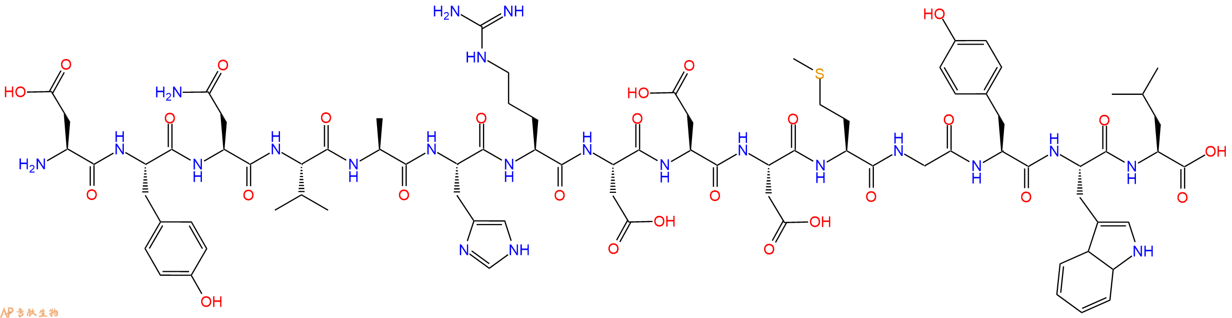 多肽DYNVAHRDDDMGYWL的参数和合成路线|三字母为Asp-Tyr-Asn-Val-Ala-