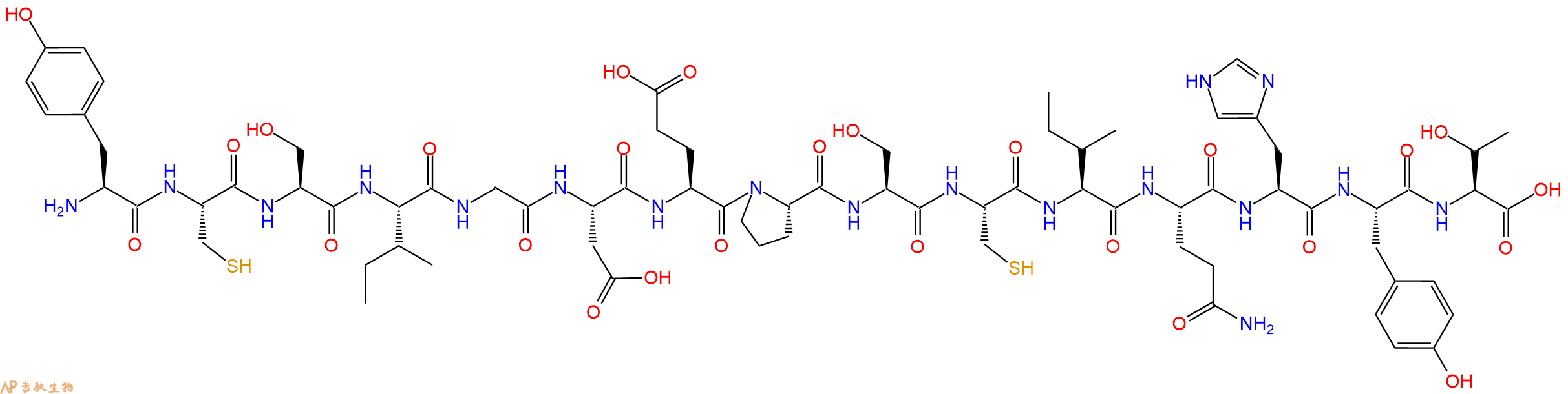 多肽YCSIGDEPSCIQHYT的参数和合成路线|三字母为Tyr-Cys-Ser-Ile-Gly-