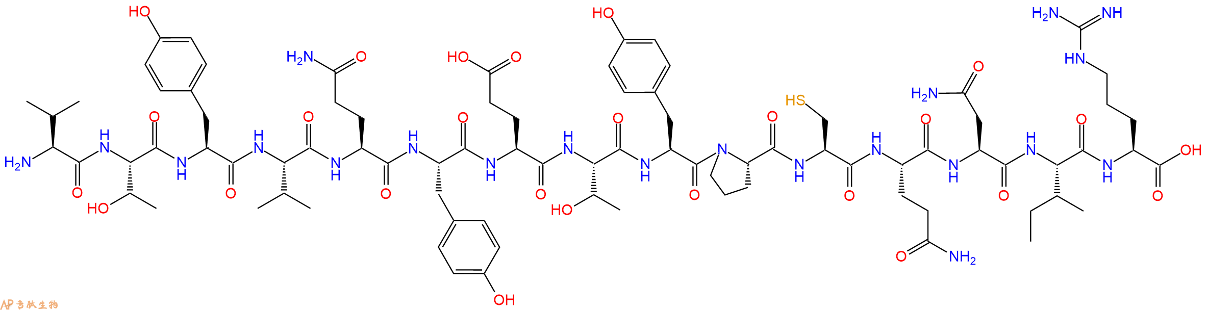 多肽VTYVQYETYPCQNIR的参数和合成路线|三字母为Val-Thr-Tyr-Val-Gln-