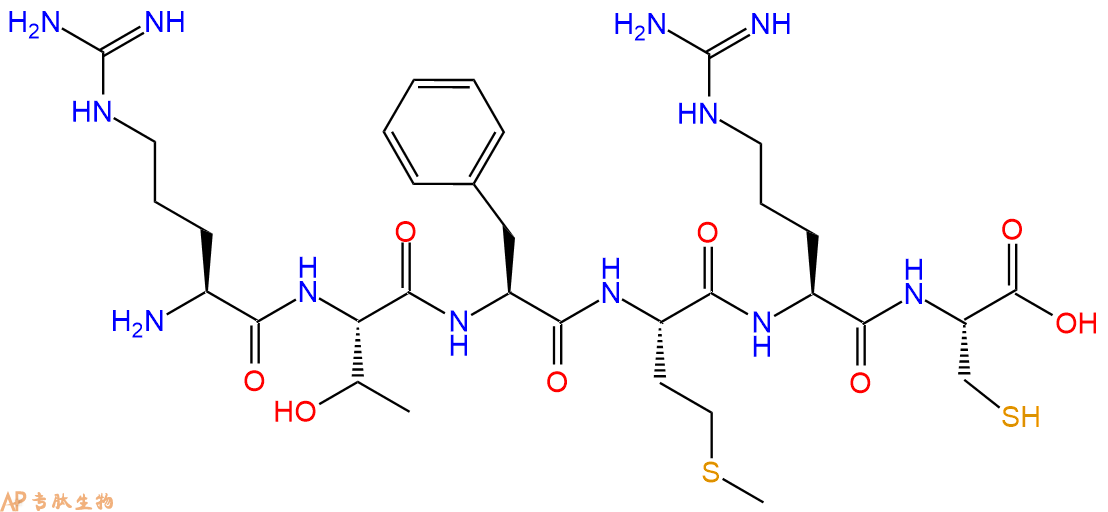 多肽RTFMRC的参数和合成路线|三字母为Arg-Thr-Phe-Met-Arg-Cys|专肽生物产