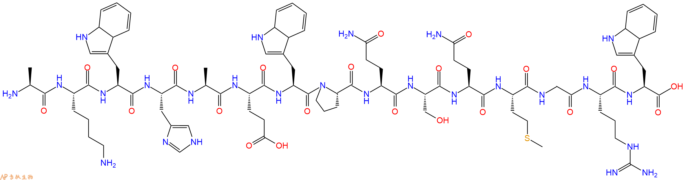 多肽AKWHAEWPQSQMGRW的参数和合成路线|三字母为Ala-Lys-Trp-His-Ala-