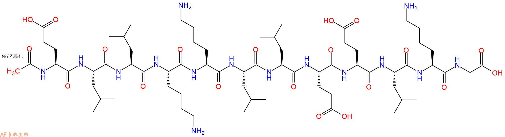 专肽生物产品Ac-E-L-Leu-K-Lys-L-Leu-E-Glu-L-K-G108157-54-6
