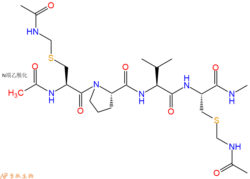 专肽生物产品四肽Ac-Cys(Acm)-Pro-Val-Cys(Acm)-甲氨基化141249-08-3