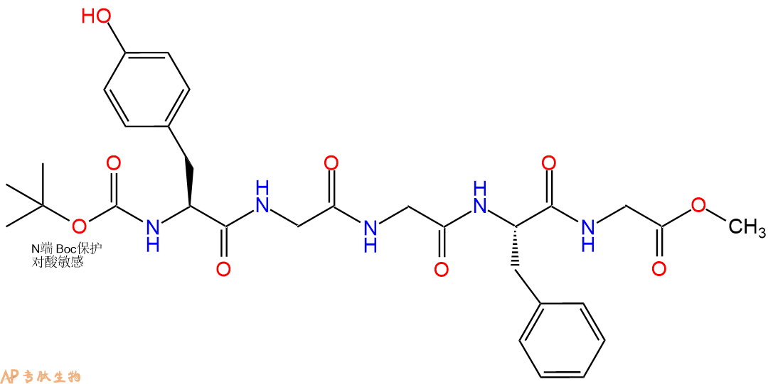 专肽生物产品五肽Boc-Tyr-Gly-Gly-Phe-Gly-甲酯化64830-38-2