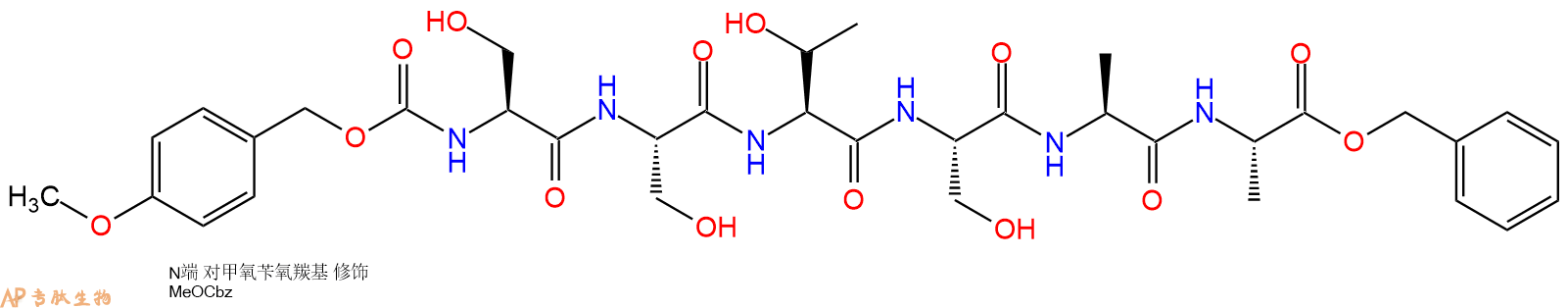 专肽生物产品六肽Z(OMe)-Ser-Ser-Thr-Ser-Ala-Ala-苄酯化79639-14-8