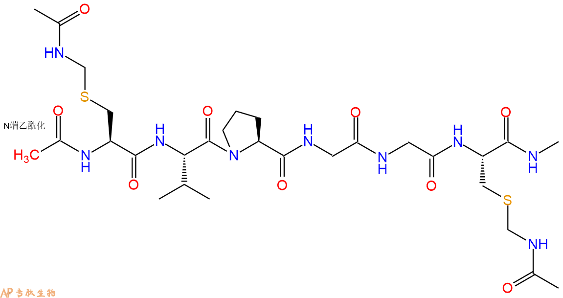专肽生物产品六肽Ac-Cys(Acm)-Val-P-G-Gly-Cys(Acm)-甲氨基化108562-86-3