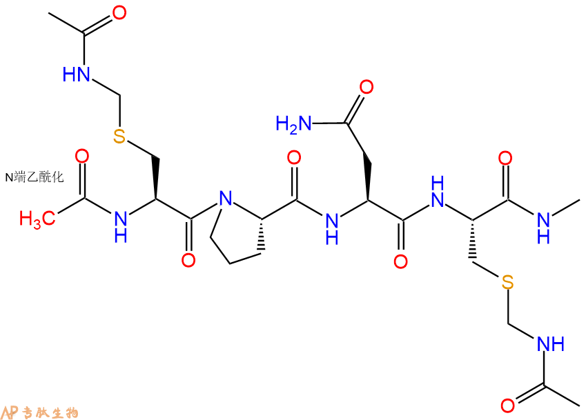 专肽生物产品四肽Ac-Cys(Acm)-Pro-Asn-Cys(Acm)-甲氨基化141249-07-2