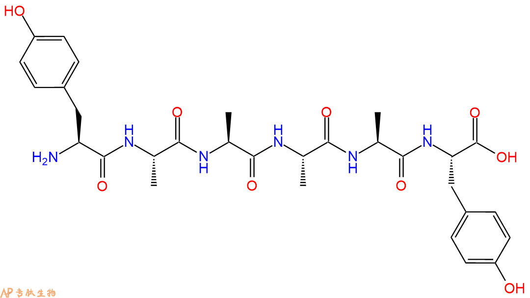 专肽生物产品六肽Tyr-Ala-Ala-Ala-Ala-Tyr52127-36-3