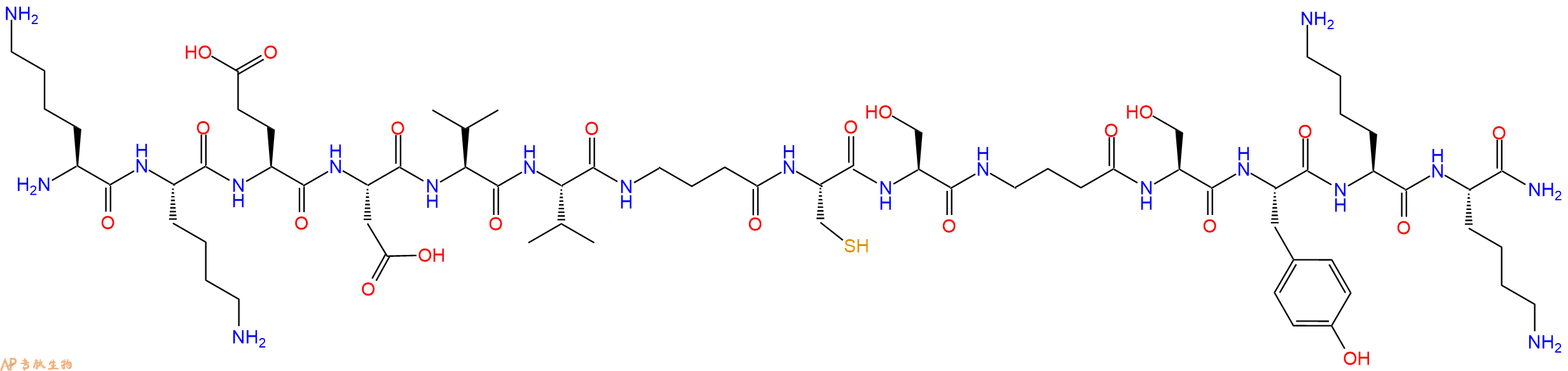 专肽生物产品Lys-Lys-Glu-Asp-Val-Val-Abu-Cys-Ser-Abu-Ser-Tyr-Ly396096-62-1