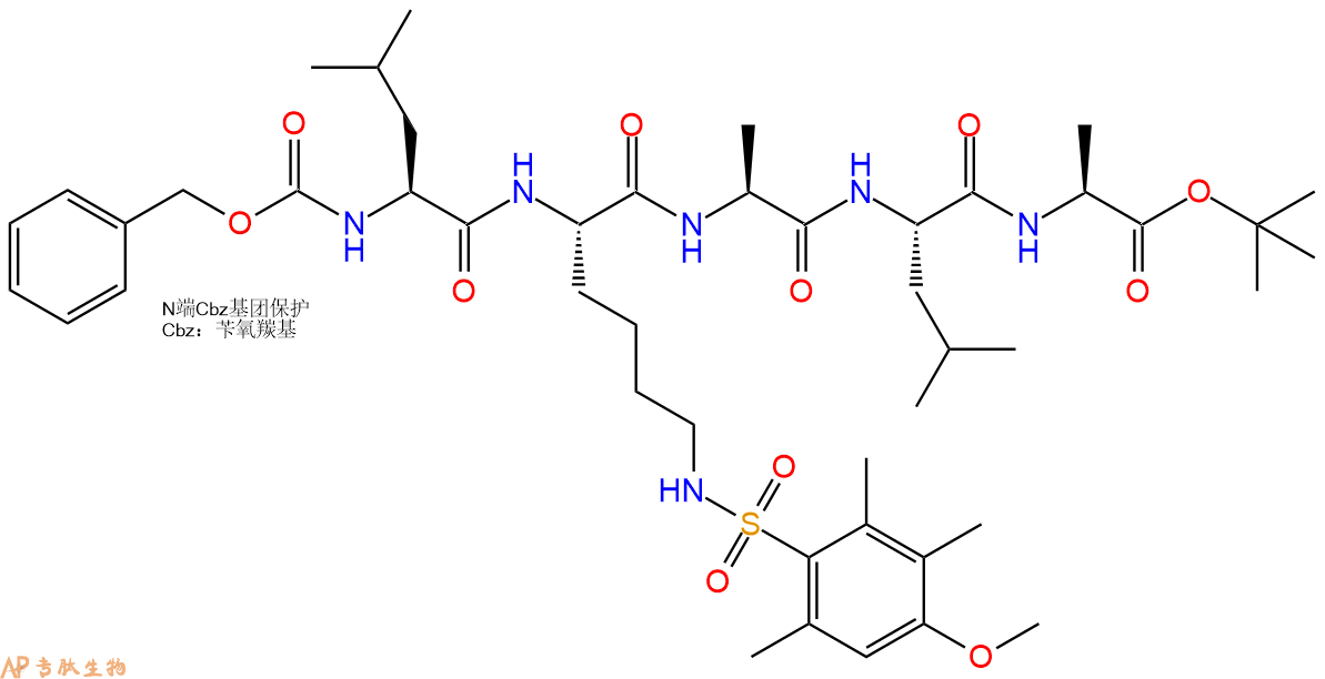 专肽生物产品五肽Cbz-Leu-Lys(Mtr)-Ala-Leu-Ala-OtBu92752-47-1