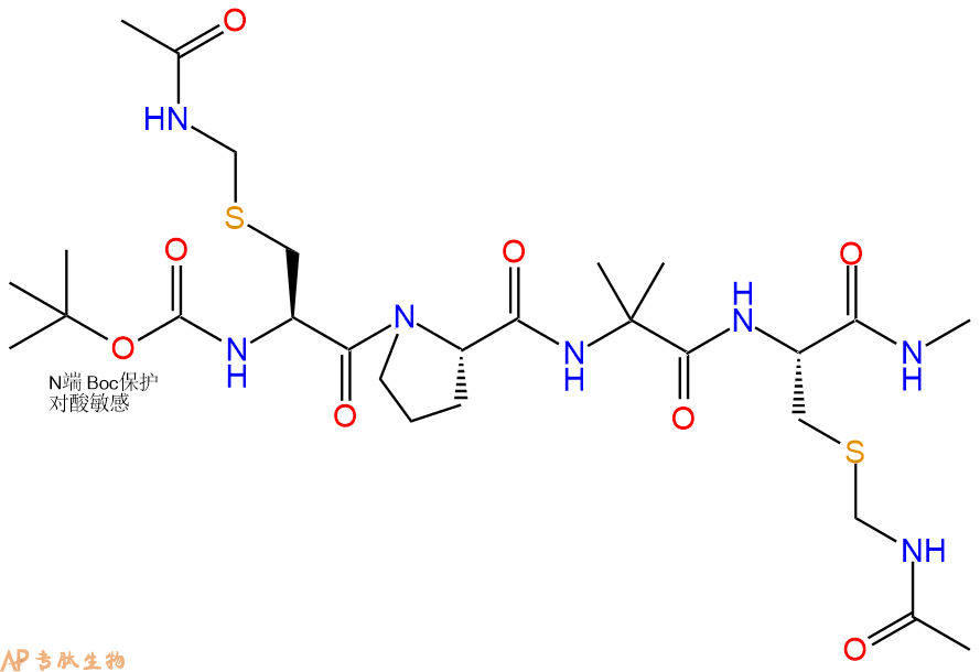 专肽生物产品四肽Boc-Cys(Acm)-Pro-Aib-Cys(Acm)-甲氨基化141271-87-6