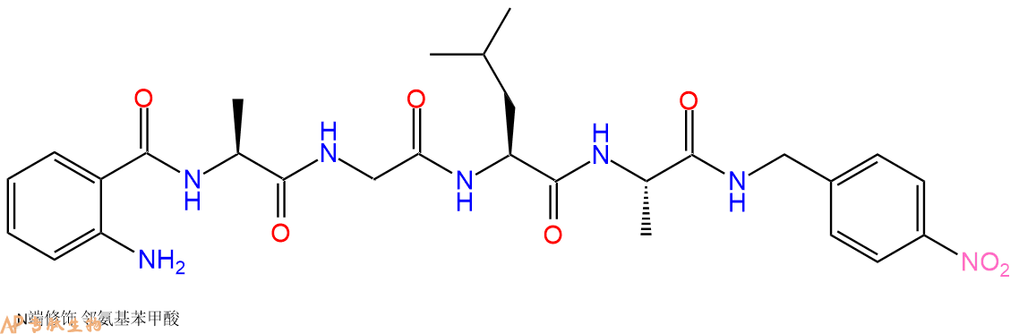 专肽生物产品四肽N-(2-氨基苯甲酰)-L-丙氨酰甘氨酰-L-亮氨酰-N-[(4-硝基苯基)甲基]-L-丙氨酰胺100307-95-7
