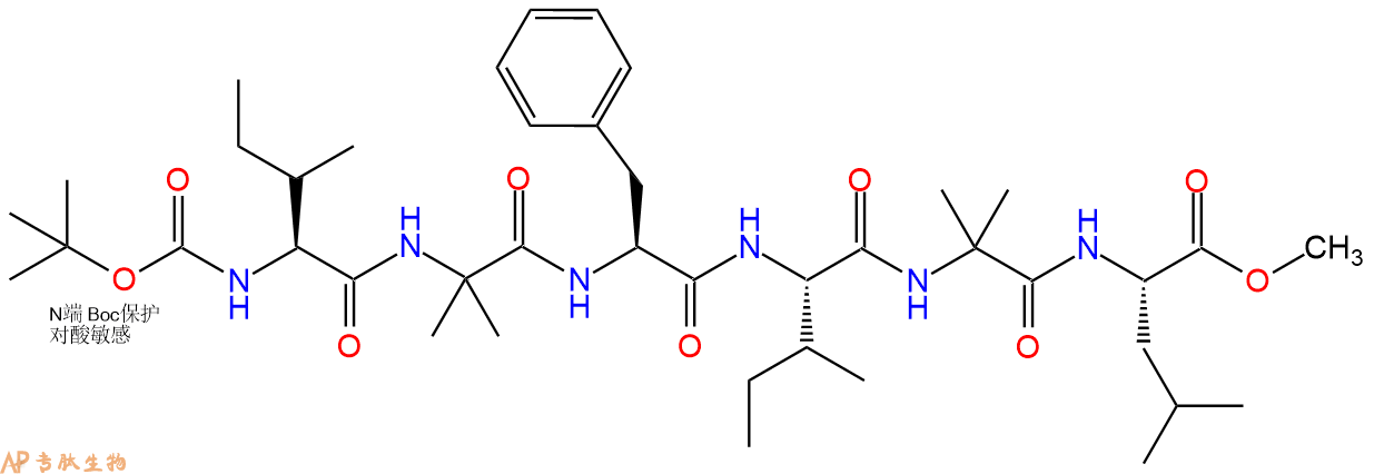 专肽生物产品六肽Boc-Ile-Aib-Phe-Ile-Aib-Leu-甲酯化1003858-12-5