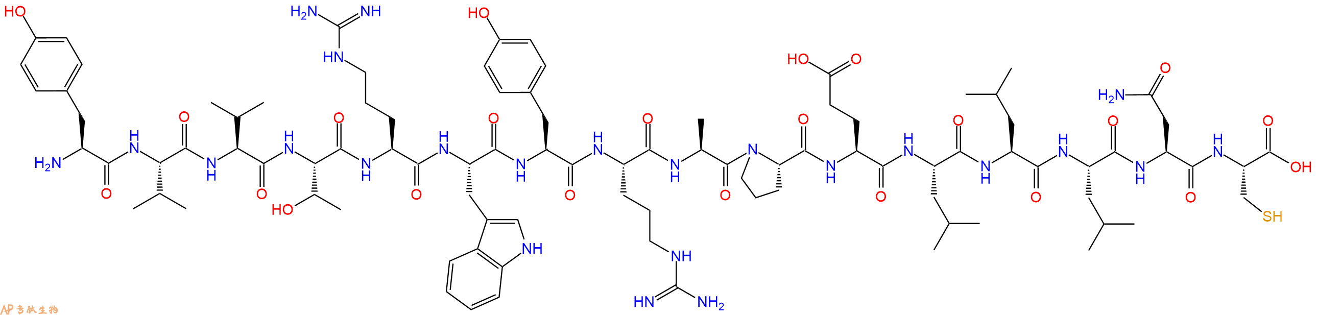 专肽生物产品十六肽YVVTRWYRAPELLLNC