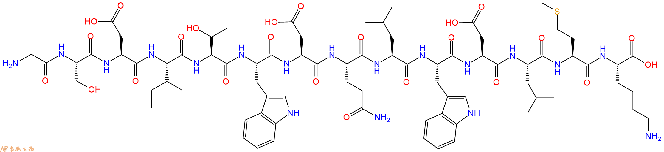 专肽生物产品十四肽GSDITWDQLWDLMK