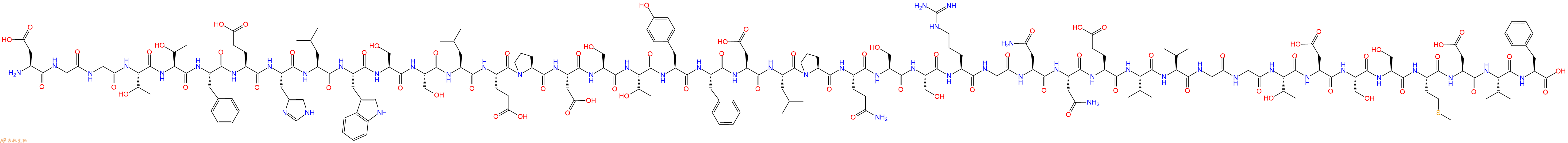 专肽生物产品Asp-Gly-Gly-Thr-Thr-Phe-Glu-His-Leu-Trp-Ser-Ser-Le