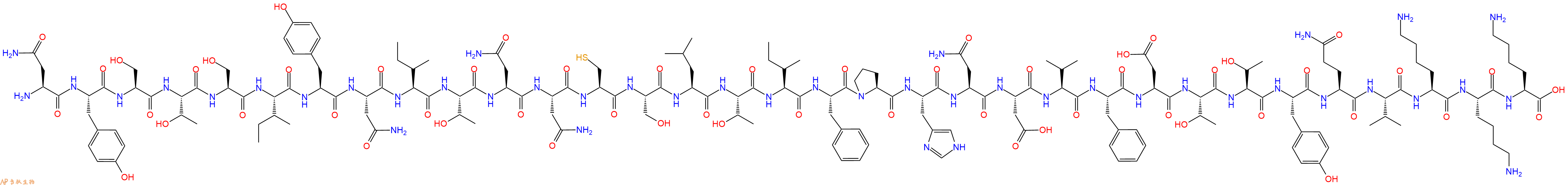 专肽生物产品Asn-Tyr-Ser-Thr-Ser-Ile-Tyr-Asn-Ile-Thr-Asn-Asn-Cy