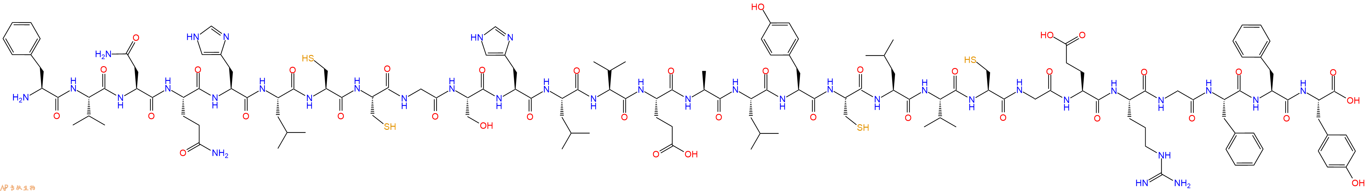 专肽生物产品Phe-Val-Asn-Gln-His-Leu-Cys-Cys-Gly-Ser-His-Leu-Va