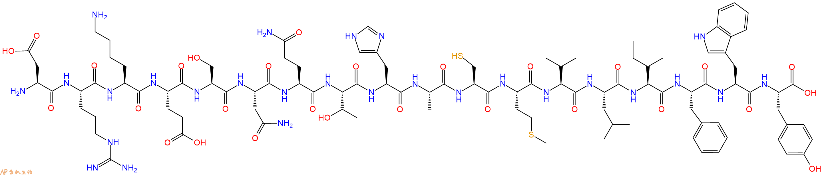 专肽生物产品十八肽DRKESNQTHACMVLIFWY