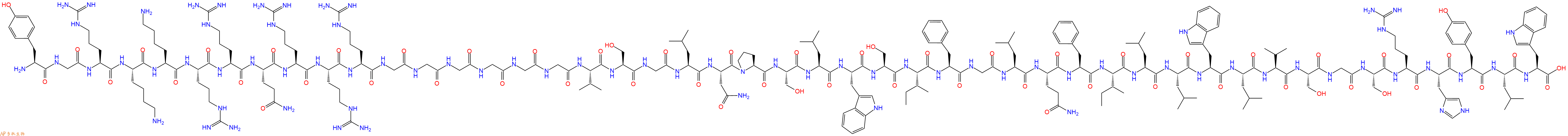 专肽生物产品Tyr-Gly-Arg-Lys-Lys-Arg-Arg-Gln-Arg-Arg-Arg-Gly-Gl