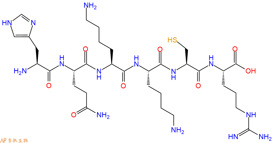 专肽生物产品六肽His-Gln-Lys-Lys-Cys-Arg