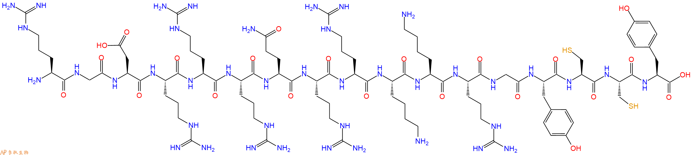 专肽生物产品十七肽RGDRRRQRRKKRGYCCY
