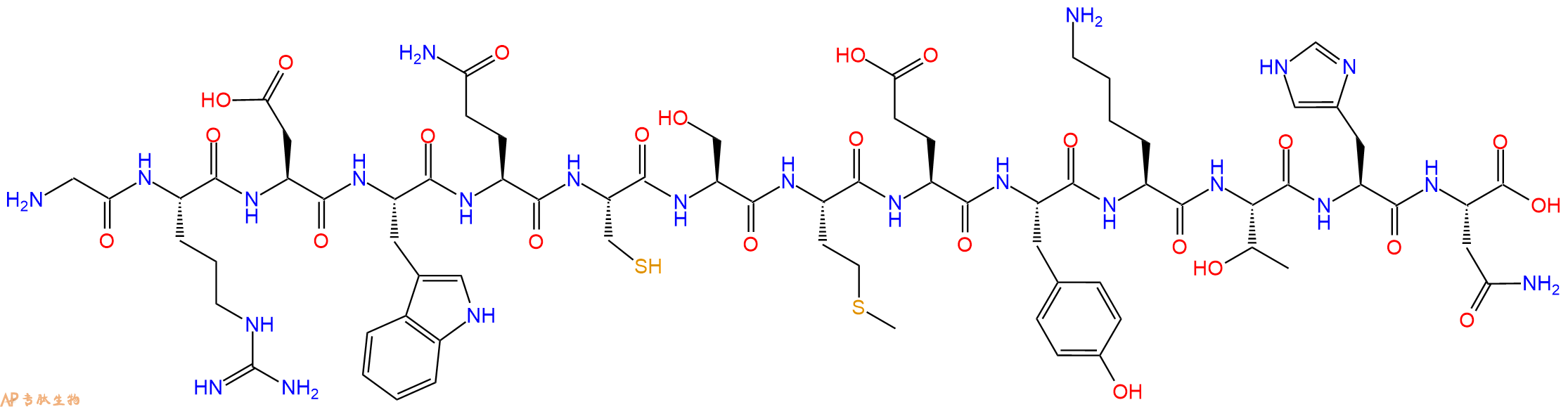 专肽生物产品十四肽GRDWQCSMEYKTHN