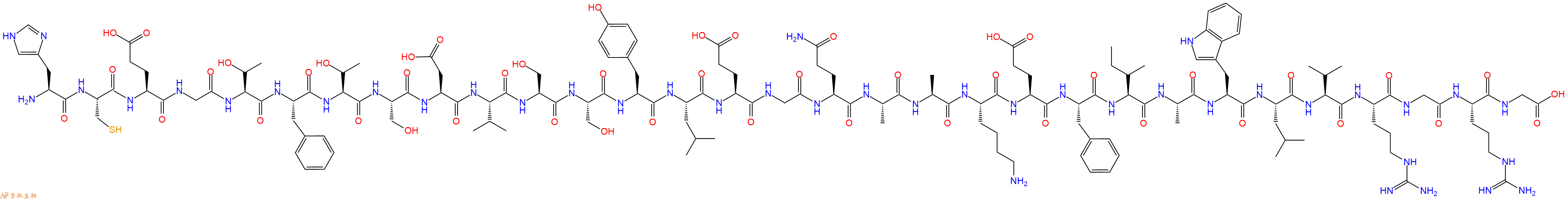 专肽生物产品His-Cys-Glu-Gly-Thr-Phe-Thr-Ser-Asp-Val-Ser-Ser-Ty