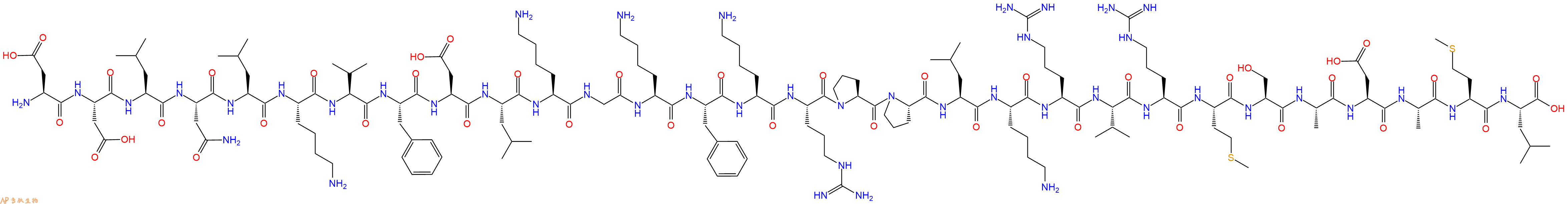 专肽生物产品Asp-Asp-Leu-Asn-Leu-Lys-Val-Phe-Asp-Leu-Lys-Gly-Ly