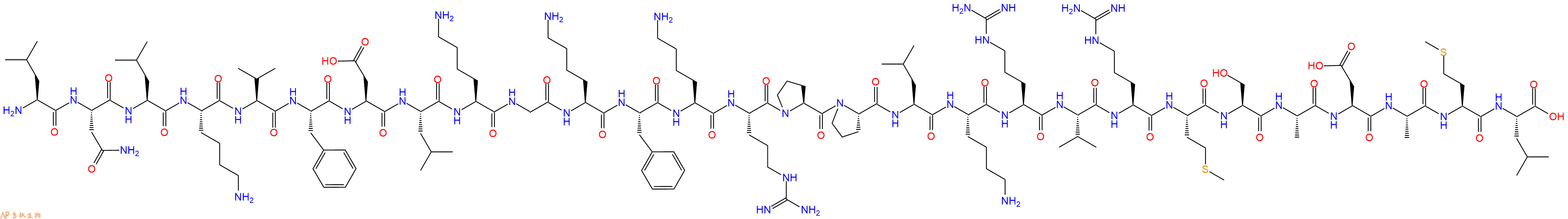 专肽生物产品Leu-Asn-Leu-Lys-Val-Phe-Asp-Leu-Lys-Gly-Lys-Phe-Ly