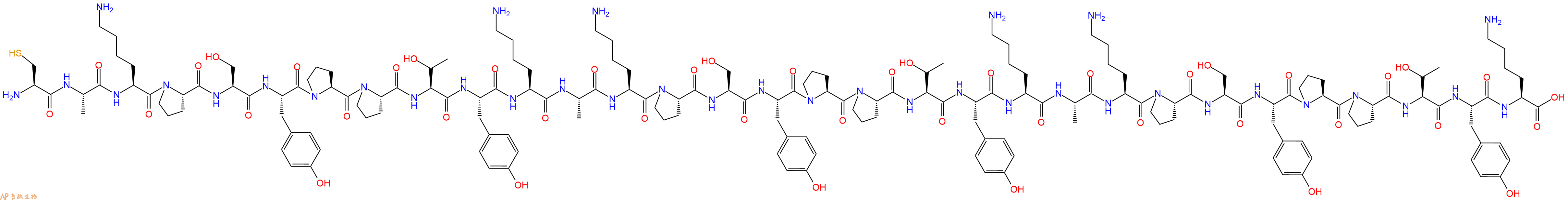 专肽生物产品Cys-Ala-Lys-Pro-Ser-Tyr-Pro-Pro-Thr-Tyr-Lys-Ala-Ly