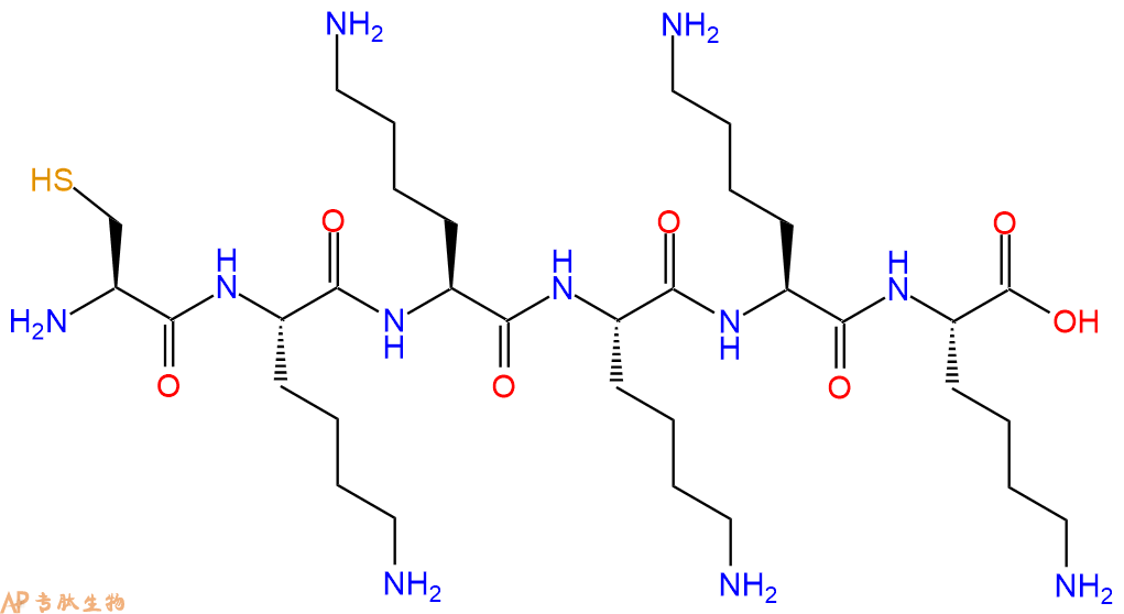 专肽生物产品六肽Cys-Lys-Lys-Lys-Lys-Lys