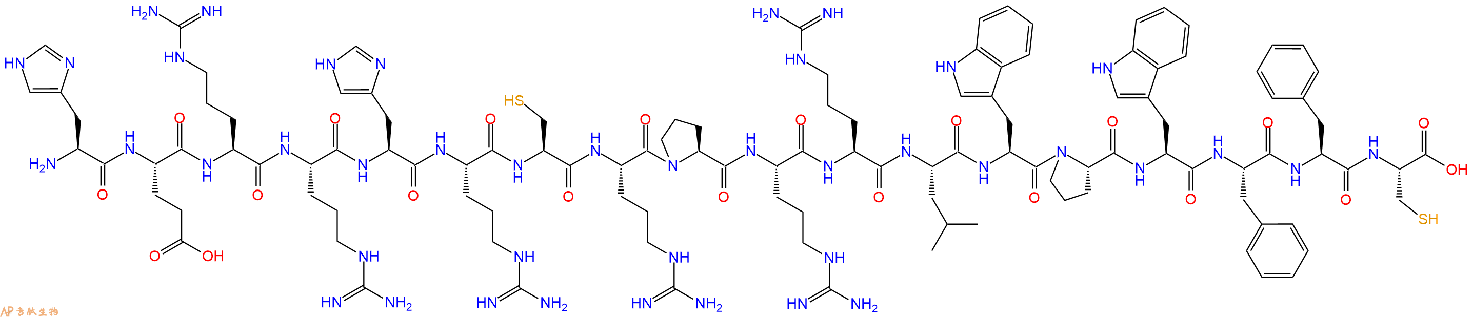 专肽生物产品十八肽HERRHRCRPRRLWPWFFC