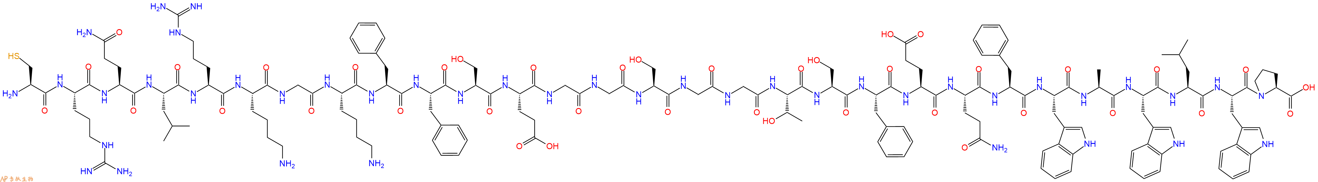专肽生物产品Cys-Arg-Gln-Leu-Arg-Lys-Gly-Lys-Phe-Phe-Ser-Glu-Gl