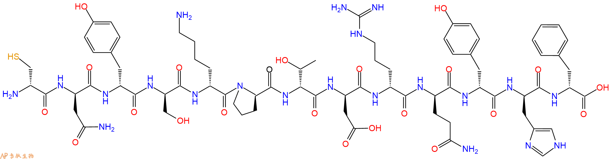 专肽生物产品十三肽DCys-DAsn-DTyr-DSer-DLys-DPro-DThr-DAsp-DArg-DG