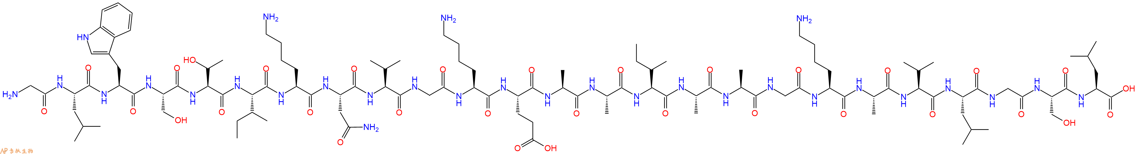 专肽生物产品二十五肽GLWSTIKNVGKEAAIAAGKAVLGSL