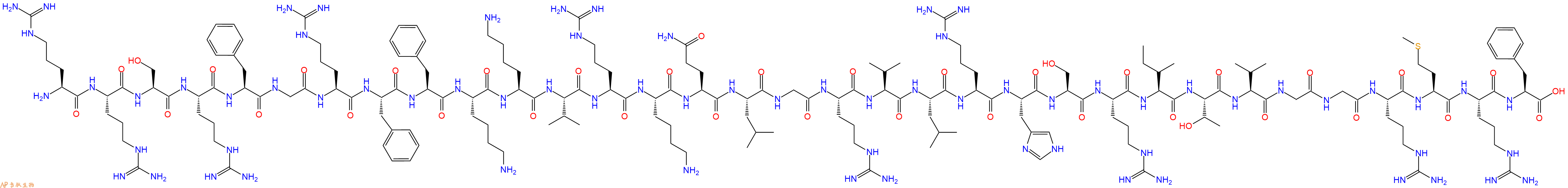 专肽生物产品Arg-Arg-Ser-Arg-Phe-Gly-Arg-Phe-Phe-Lys-Lys-Val-Ar