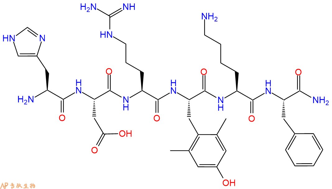 专肽生物产品六肽His-Asp-Arg-Dmt-Lys-Phe-NH2