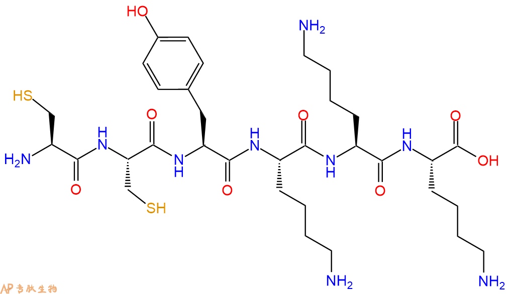 专肽生物产品六肽Cys-Cys-Tyr-Lys-Lys-Lys