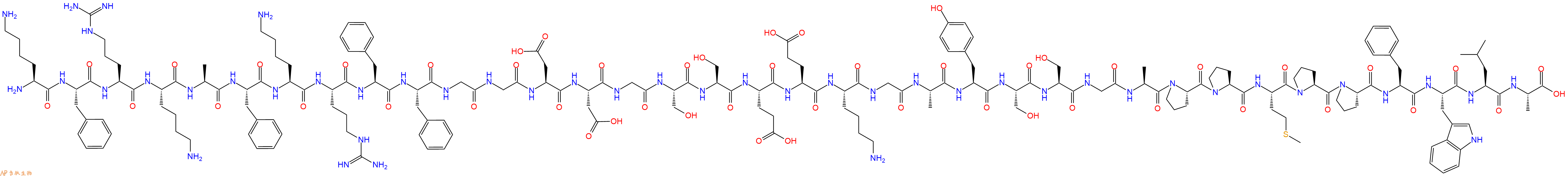 专肽生物产品Lys-Phe-Arg-Lys-Ala-Phe-Lys-Arg-Phe-Phe-Gly-Gly-As