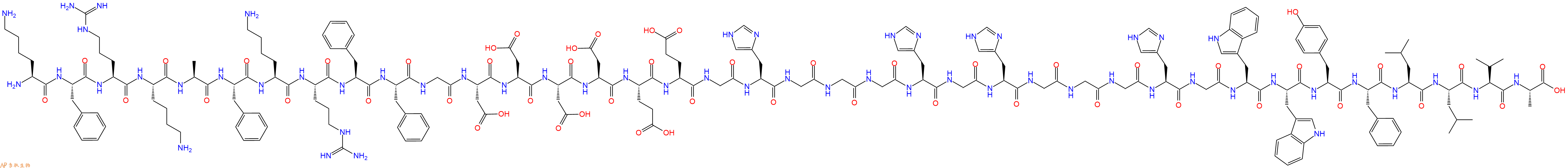 专肽生物产品Lys-Phe-Arg-Lys-Ala-Phe-Lys-Arg-Phe-Phe-Gly-Asp-As