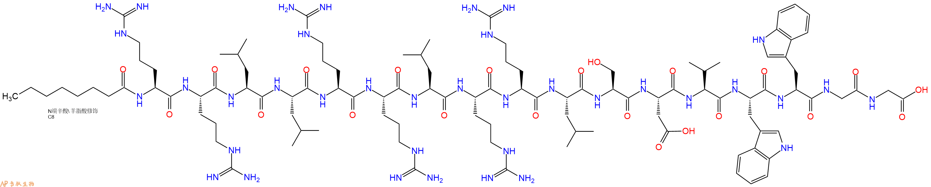 专肽生物产品十七肽Octanoicacid-RRLLRRLRRLSDVWWGG