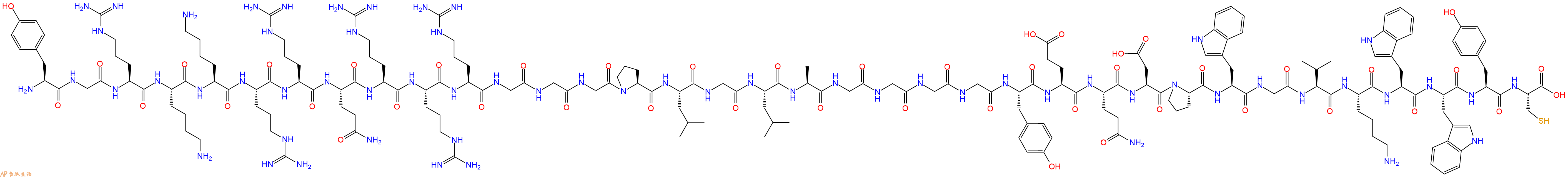 专肽生物产品Tyr-Gly-Arg-Lys-Lys-Arg-Arg-Gln-Arg-Arg-Arg-Gly-Gl