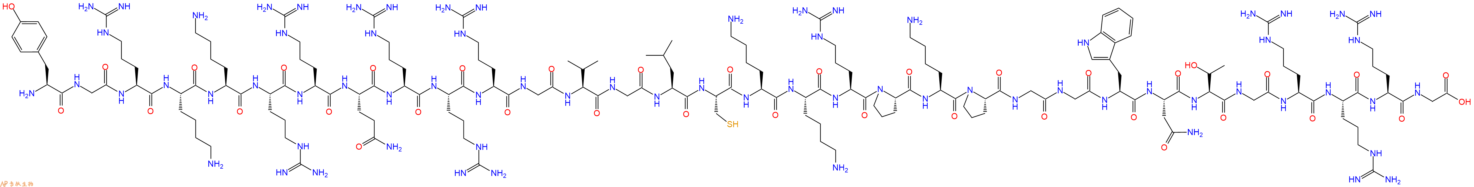专肽生物产品Tyr-Gly-Arg-Lys-Lys-Arg-Arg-Gln-Arg-Arg-Arg-Gly-Va