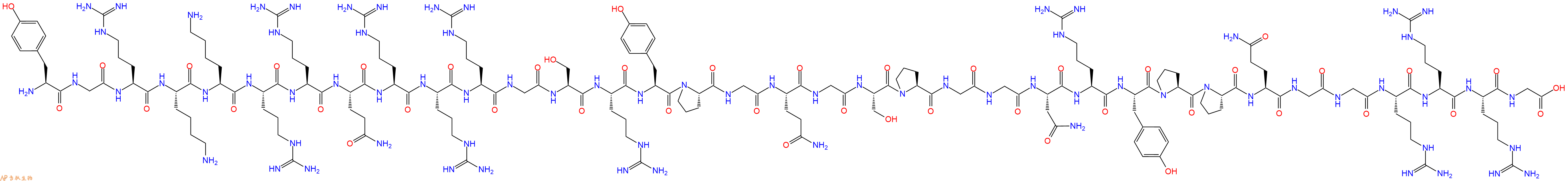 专肽生物产品Tyr-Gly-Arg-Lys-Lys-Arg-Arg-Gln-Arg-Arg-Arg-Gly-Se