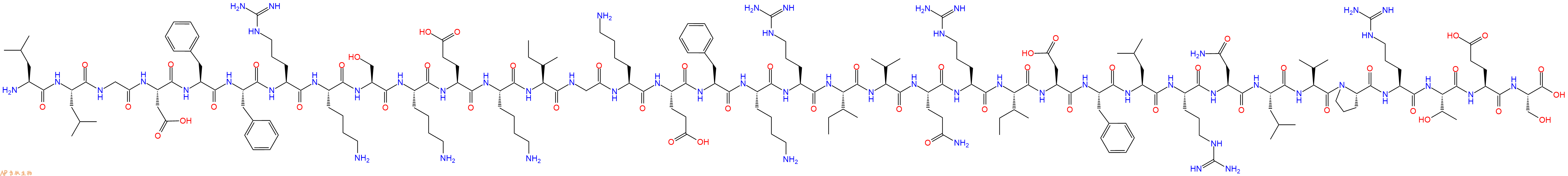 专肽生物产品Leu-Leu-Gly-Asp-Phe-Phe-Arg-Lys-Ser-Lys-Glu-Lys-Il