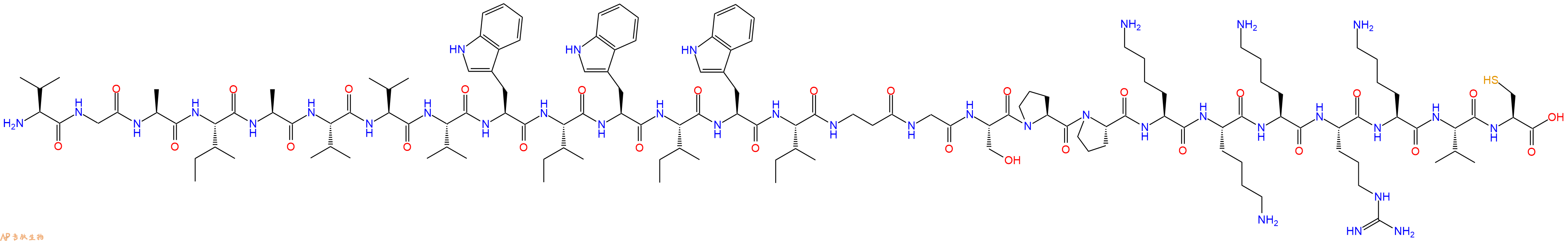 专肽生物产品二十六肽VGAIAVVVWIWIWI-βA-GSPPKKKRKVC